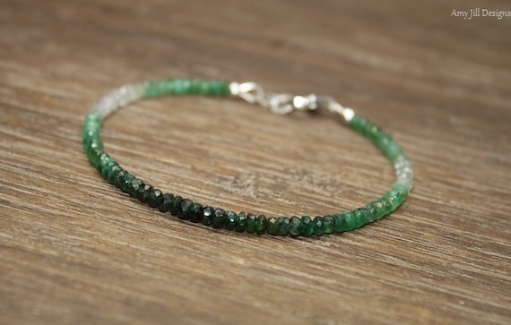 Emerald Ombre Bracelet, Shaded Emerald, Emerald Jewelry, May Birthstone. Gemstone Bracelet