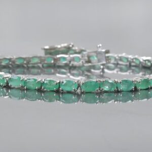Oval Green Emerald Tennis Bracelet, 925 Sterling Silver, Anniversary Gift Oval Green Emerald Tennis Bracelet, 925 Sterling Silver, Anniversary Gift