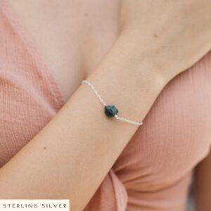 Raw Emerald Crystal Bracelet, May Birthstone, Sterling Silver Raw Emerald Crystal Bracelet, May Birthstone, Sterling Silver