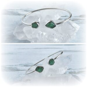 Emerald Bracelet Sterling Silver • Raw Green Emerald Bangle • Rough Stone Bracelets • May Birthstone • Natural Emerald Jewelry • Bestie Gift Emerald Bracelet Sterling Silver • Raw Green Emerald Bangle • Rough Stone Bracelets • May Birthstone • Natural Emerald Jewelry • Bestie Gift
