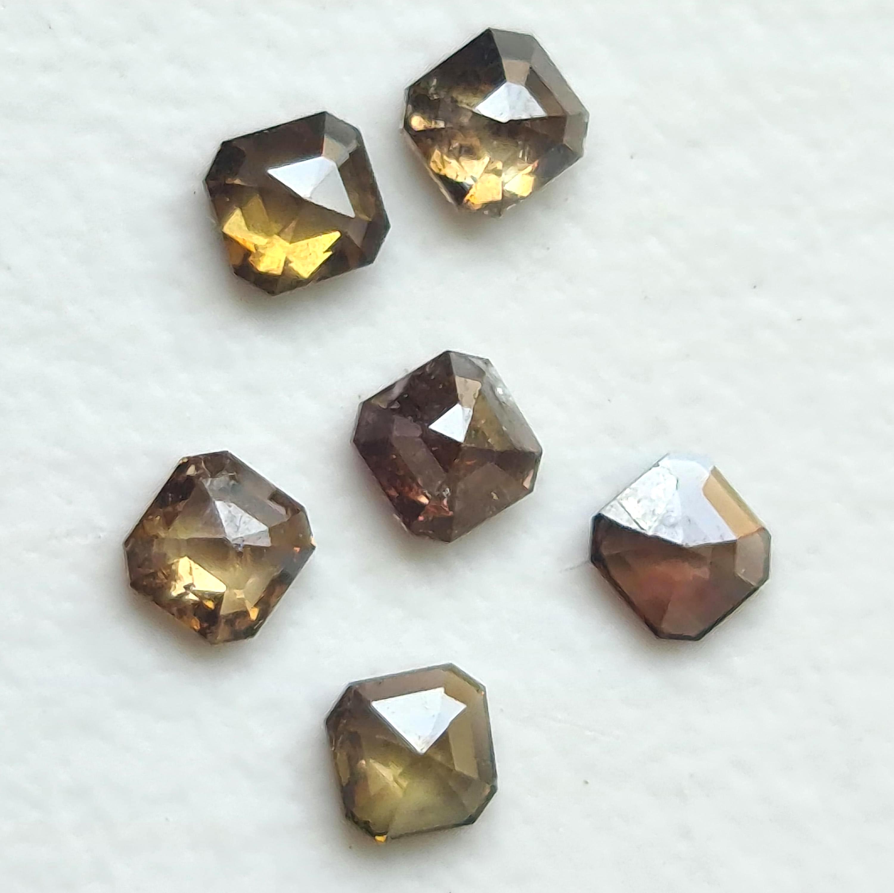 2.3-2.4mm Brown Emerald Diamond, 1 Piece Natural Champagne Sparkling Rose Cut Emerald Diamond, Cognac Diamond Cabochon For Jewelry - Pdd814