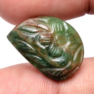 AAA Emerald Gemstone Hand Carving Cabochon | Emerald 15x20mm Fancy Cabochon | Natural Precious Loose Gemstone Floral Carved Fancy Cabochon