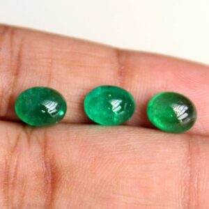 CERTIFIED Emerald Cabochon Oval 6.90 Cts 3 pc -Natural Emerald Vivid Green Cabochon-Loose Emerald cabochon-May birthstone cab-Fine emerald