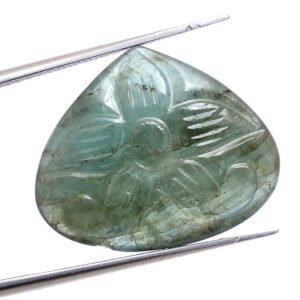 Emerald Gemstone Hand Carving Cabochon | Emerald Fancy Heart Cabochon | Natural Rare Precious Loose Gemstone Floral Carved Heart Cabochon