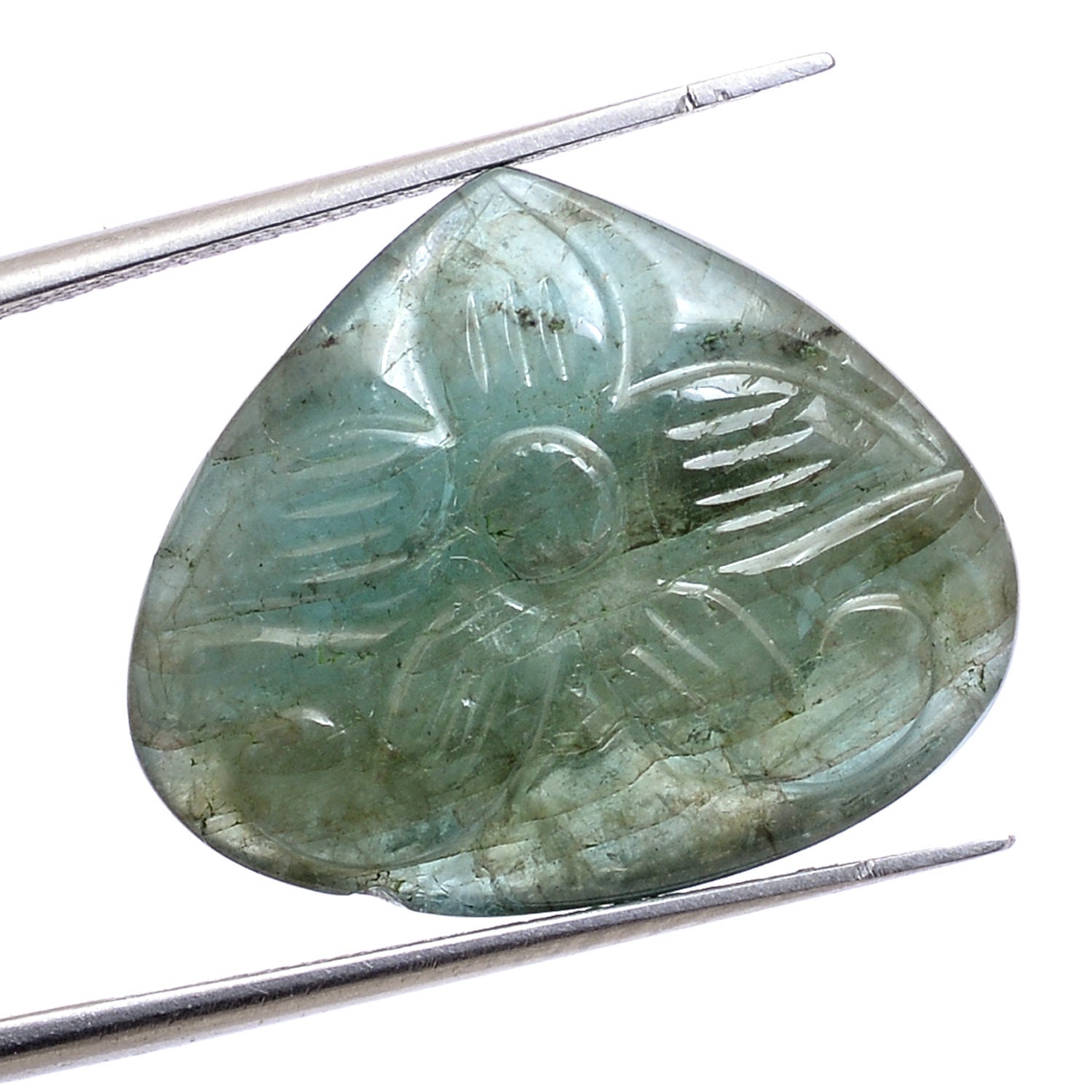 Emerald Gemstone Hand Carving Cabochon | Emerald Fancy Heart Cabochon | Natural Rare Precious Loose Gemstone Floral Carved Heart Cabochon