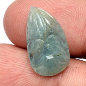 Emerald Gemstone Hand Carving Cabochon | Emerald 11x20mm Fancy Cabochon | Natural Precious Loose Gemstone Floral Carved Fancy Cabochon