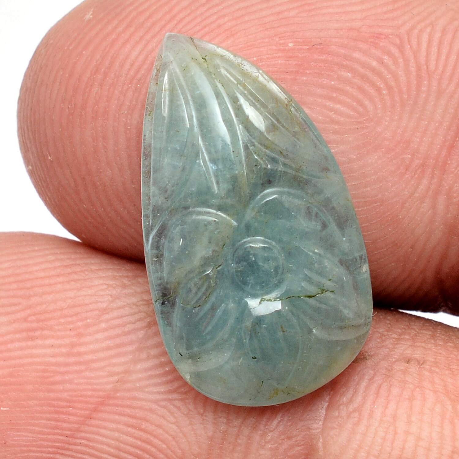 Emerald Gemstone Hand Carving Cabochon | Emerald 11x20mm Fancy Cabochon | Natural Precious Loose Gemstone Floral Carved Fancy Cabochon