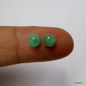 Emerald Cabochon Gemstone Pair: 5mm Round Green Loose Stones
