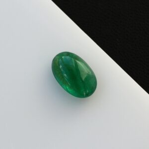Genuine Emerald Cabochon, Smooth Oval Cut, Loose Precious Gemstone - 9x13mm, 4.19ct