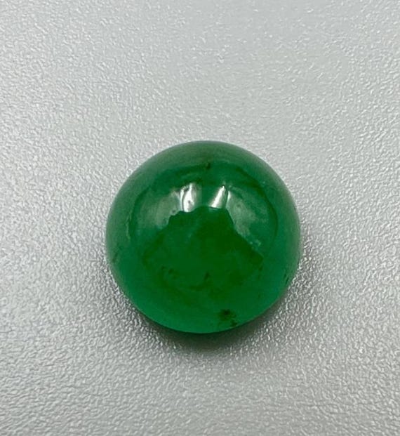 Natural Zambian Emerald 9 Mm Round Cabochon: 4 Ct, Gem Quality Emerald