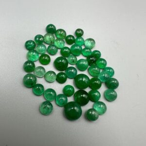 Natural Zambian Emerald Cabochon Lot 4-7mm, 28 Ct Round Green Emeralds For Jewelry