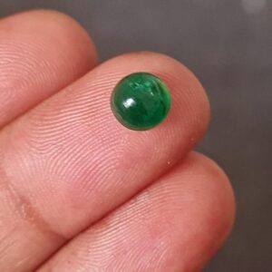 Zambian Emerald Round Cabochon: 1.15 Ct, 6mm Gemstone