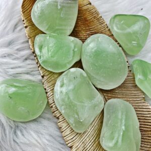 Emerald Calcite Tumbled Stone UV Reactive Emerald Calcite Crystal UV Reactive Calcite Emerald Luminous Crystal Calcite Stone Luminous