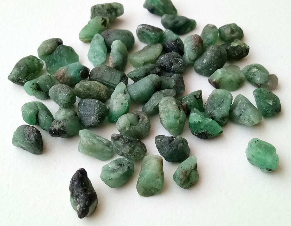 13-15mm Emerald Rough, Green Emerald Rough Stones, Rough Emerald Gemstones, Raw Emerald, Loose Raw Emerald (5pcs T0 10pcs Options) - Pdg265a