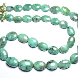 218 Cts Big Untreated Emerald Oval Beads - 18 Inches - Natural Emerald Smooth Oval Nuggets Strand - Size Is 9x11 - 12x17 Mm #1981