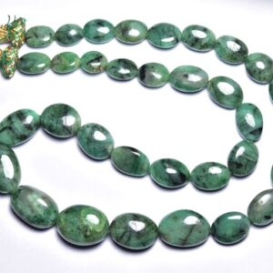 262 Cts Big Emerald Oval Beads - 18 Inches - Natural Emerald Smooth Oval Nuggets Strand - Size Is 9x10 - 13x19 Mm #1981