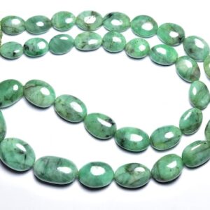 275 Cts Big Untreated Emerald Oval Beads - 19 Inches - Natural Emerald Smooth Oval Nuggets Strand - Size Is 9x12 - 14x19 Mm #1980