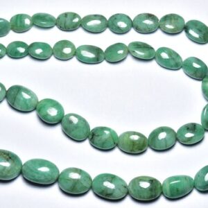 291 Cts Big Untreated Emerald Oval Beads - 23 Inches - Natural Emerald Smooth Oval Nuggets Strand - Size Is 7x9 - 13x17 Mm #1856