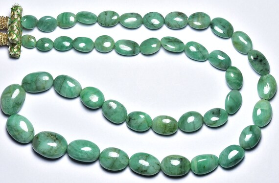 291 Cts Big Untreated Emerald Oval Beads - 23 Inches - Natural Emerald Smooth Oval Nuggets Strand - Size Is 7x9 - 13x17 Mm #1856