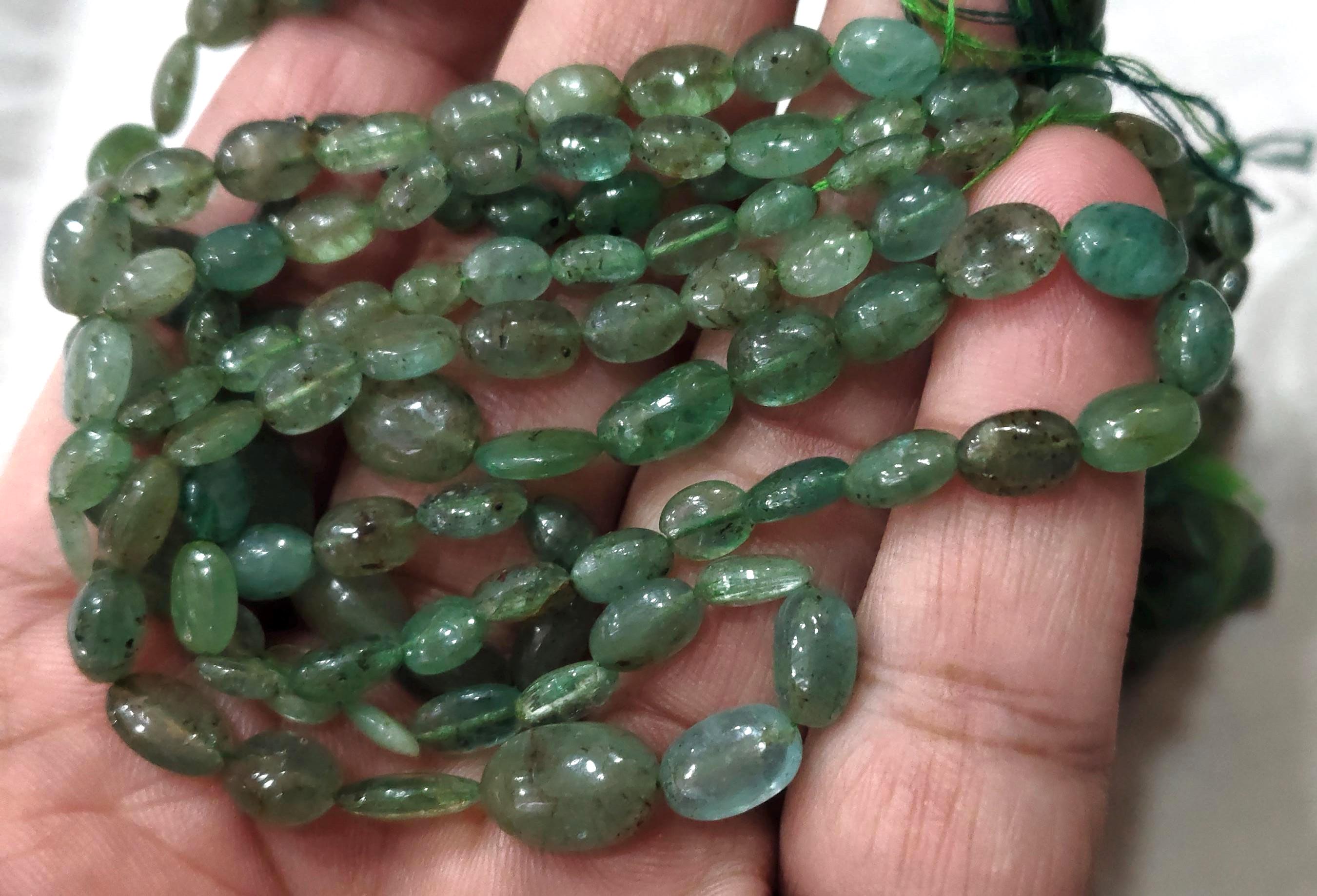 7 Inches Strand,natural Emerald Smooth Oval Nuggets.5-7mm