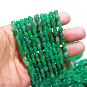 Aaa+ Green Emerald Smooth Nugget Beads,natural Emerald Bryel Tiny Pebble Nugget Beads,13" Tumble Gemstone Beads For Handmade Jewelry