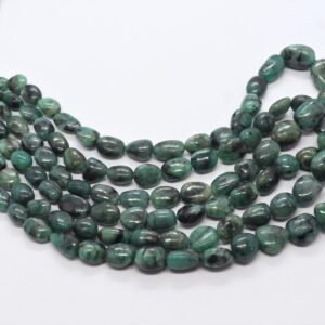 AAA Natural Emerald Smooth Nuggets, 8x12-13x16 MM Emerald Gemstone Beads, 16 Inch Emerald tumble shape beads, Emerald Beads Jewelry Making