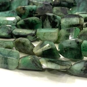 Emerald Faceted Laser Cut Nuggets Beads, Size 11/15 Mm Gemstone Green Emerald Bead, 10 Inches Strand Heated Emerald For Jewelry Making Craft