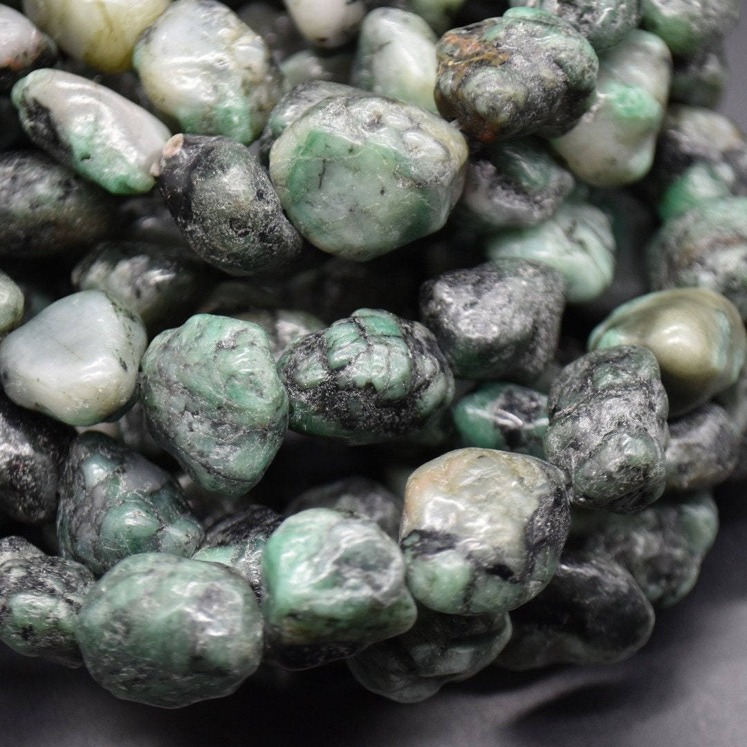 Emerald Gemstone Nugget Beads - 10mm - 15mm - 15" Strand