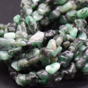 Green Emerald Crystal Gemstone Tumblestone Nugget Pebble Beads - 5mm - 8mm - 15" Strand