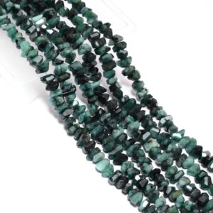 Natural Emerald 7mm-10mm Faceted Nugget Beads | Green Emerald Loose Precious Gemstone Faceted Tumbled Beads for Jewelry | 8inch Strand
