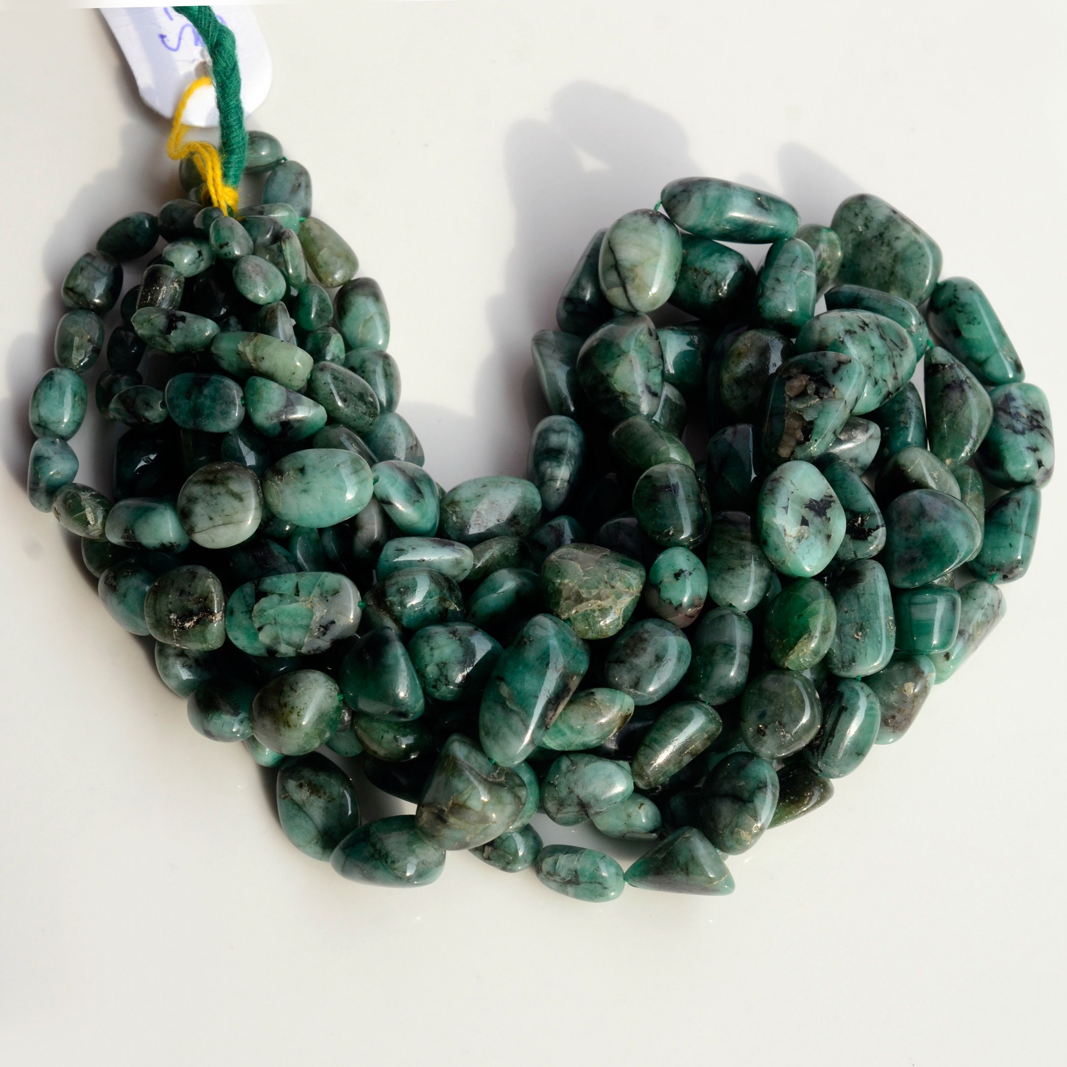 Natural Emerald Dark Green Smooth Tumble Beads, 7mm To 19mm Green Emerald Gemstone Beads, Sold As 8 Inch/16 Inch Strand, Gds1985