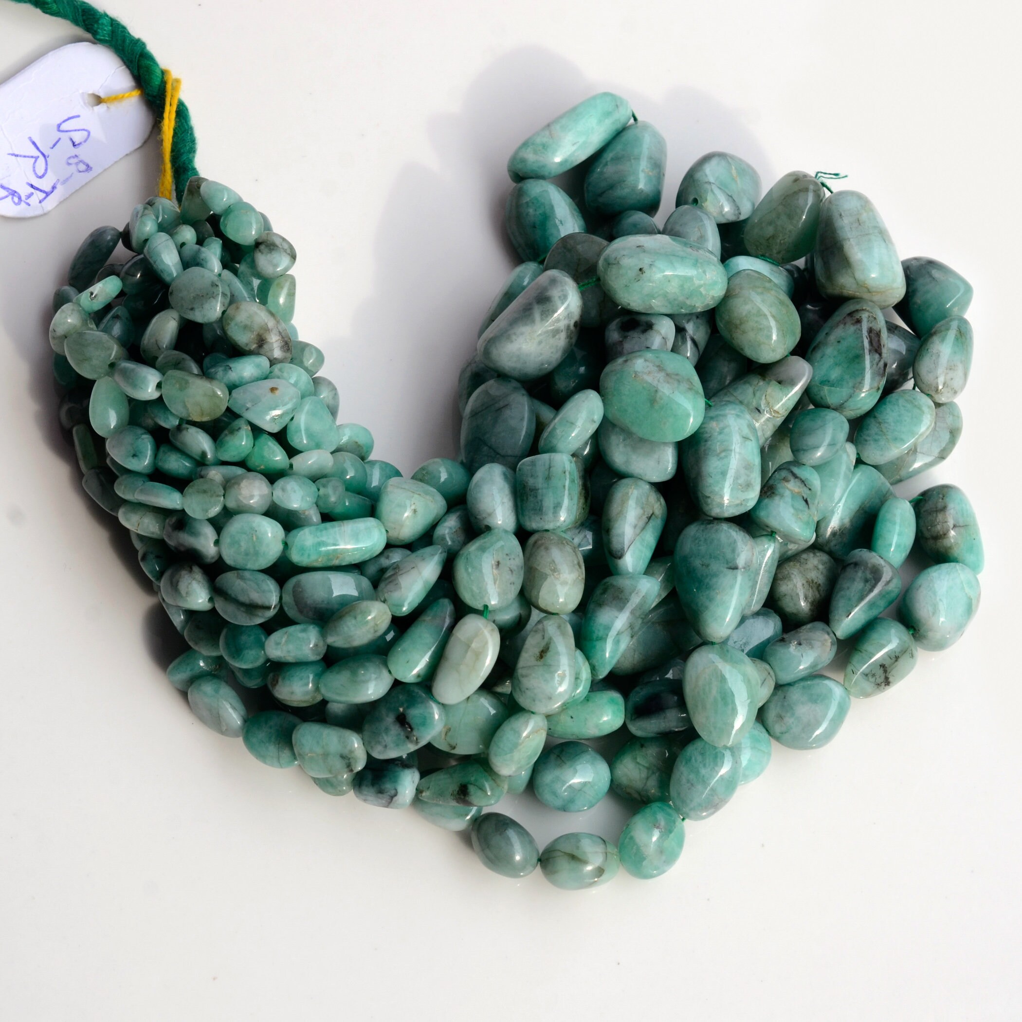 Natural Emerald Light Green Smooth Tumble Beads, 7mm To 19mm Green Emerald Gemstone Beads, Sold As 16 Inch Strand, Gds1986