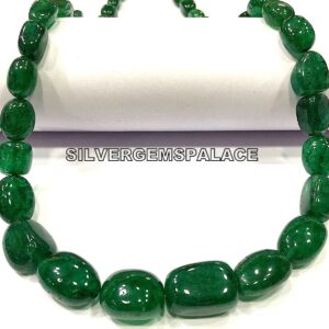 Natural Emerald Smooth Nuggets Beads Polished Emerald Beads Smooth Emerald Beads Necklace Emerald Nuggets Beads Necklace 20 Inches Long.