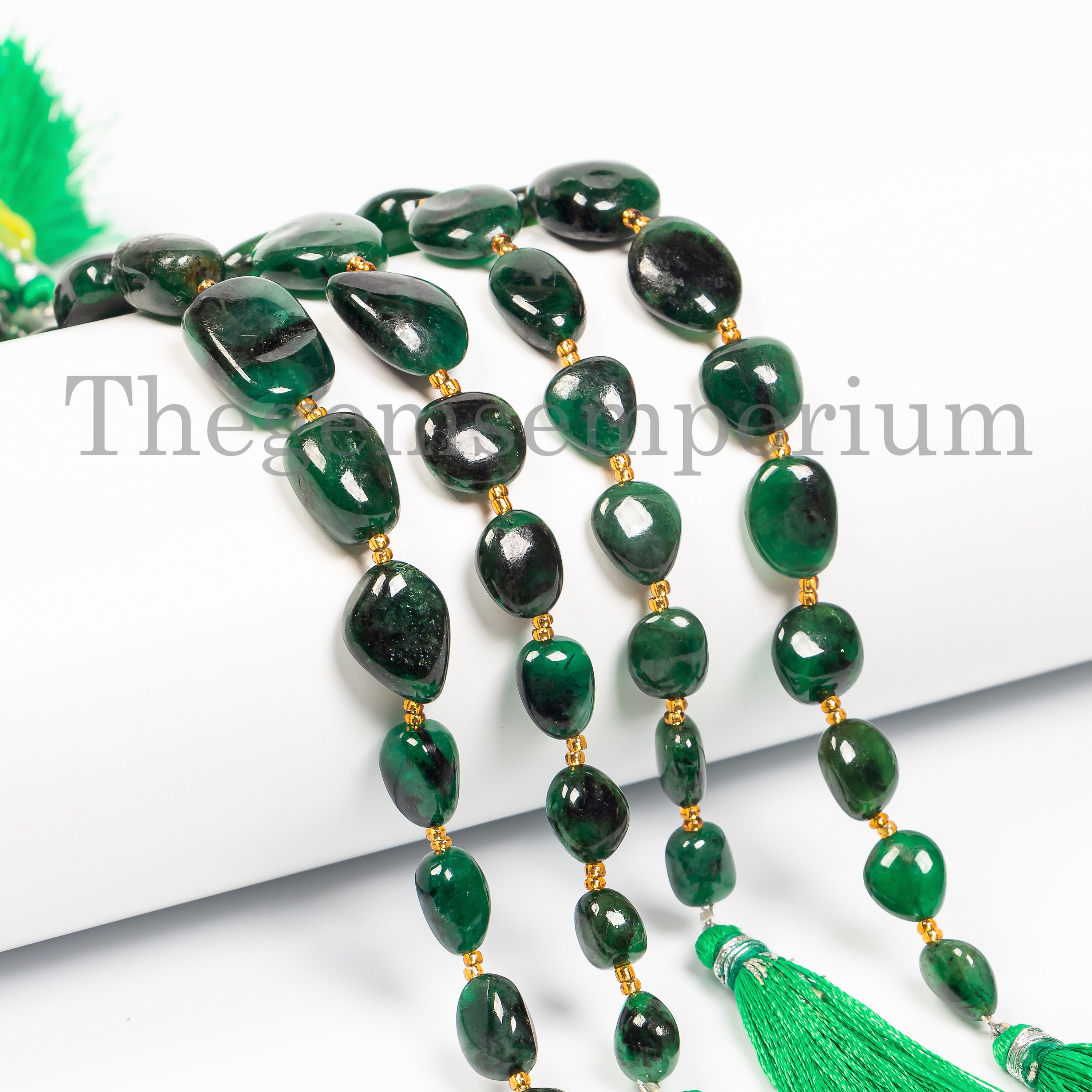 Natural Emerald Smooth Nuggets, Loose Emerald Tumbles, Emerald Fancy Nuggets Strand, Rare! Emerald Beads, Precious Beads For Jewelry Making
