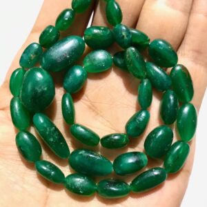 Natural Emerald Smooth Unusual Shape Beads Emerald Gemstone Beads Green Emerald Smooth Nuggets Beautiful 19” Emerald Wholesale Beads Emerald
