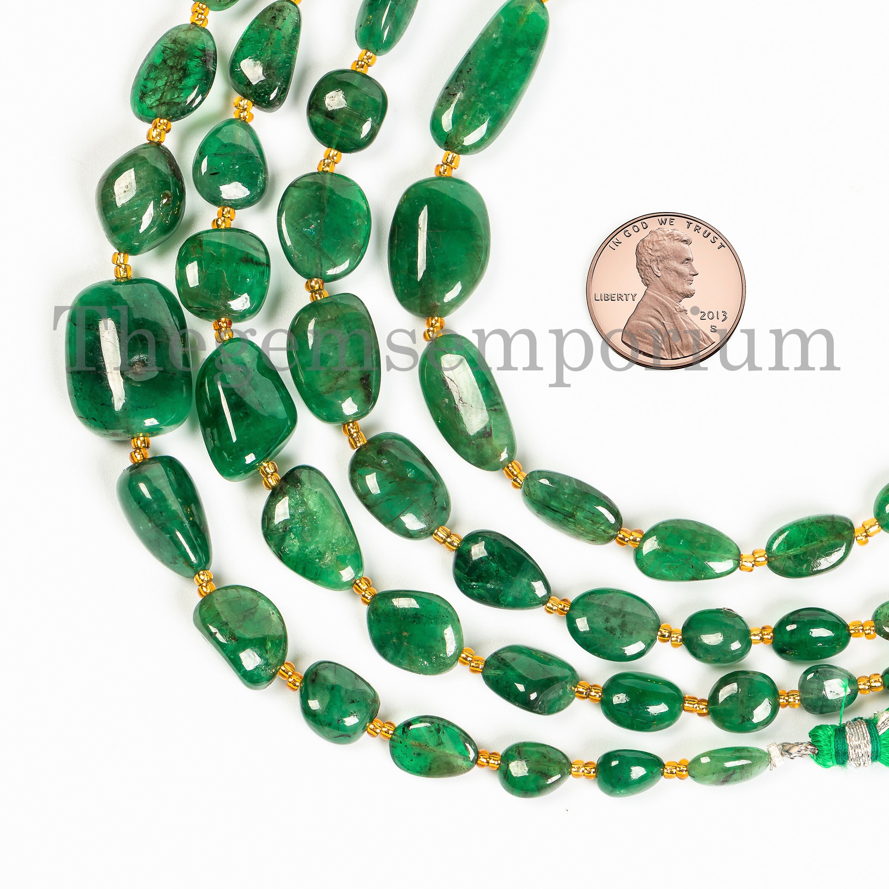Emerald Nugget Strand, Smooth Tumbles, Jewelry Making Beads