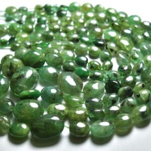 Emerald Nuggets Beads - 15 Inches,natural Beautiful Emerald Smooth Oval,finest Natural Color Emerald,size Is 6-12mm #934