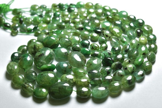 Emerald Nuggets Beads - 15 Inches,natural Beautiful Emerald Smooth Oval,finest Natural Color Emerald,size Is 6-12mm #934