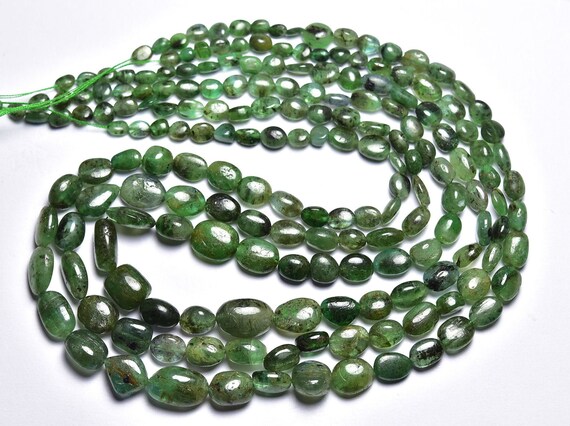 Emerald Nuggets Beads - 15 Inches - Natural Smooth Emerald Nuggets - Zambia Natural Emerald - Size Is 4-11mm #1709