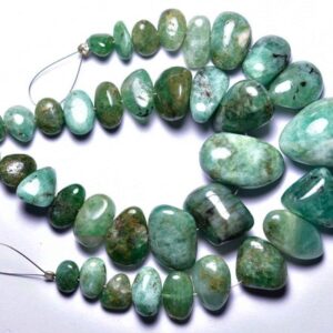 Emerald Nuggets Beads - 6 Inches - Natural Emerald Smooth Cross Drilled Nuggets - Organic Big Emeralds - Size Is 9-16mm #832