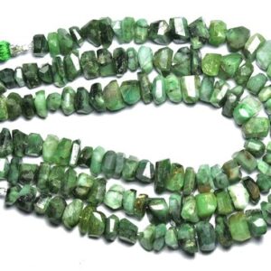 Emerald Nuggets Beads - 8.5 Inches - Natural Beautiful Faceted Emerald Straight Drilled Nuggets - Size Is 7-10 Mm #607