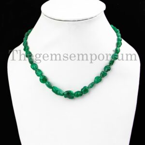 Rare! AAA+ Quality Emerald Nuggets Necklace, Natural Emerald Tumble Necklace, Healing Crystals Wedding Necklace, Anniversary Gift for Her