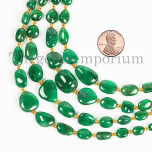Rare Top Quality Emerald Nugget Beads, Natural Precious Emerald Drilled Beads, Smooth Fancy Nuggets, Emerald Tumble Beads for Jewelry Making