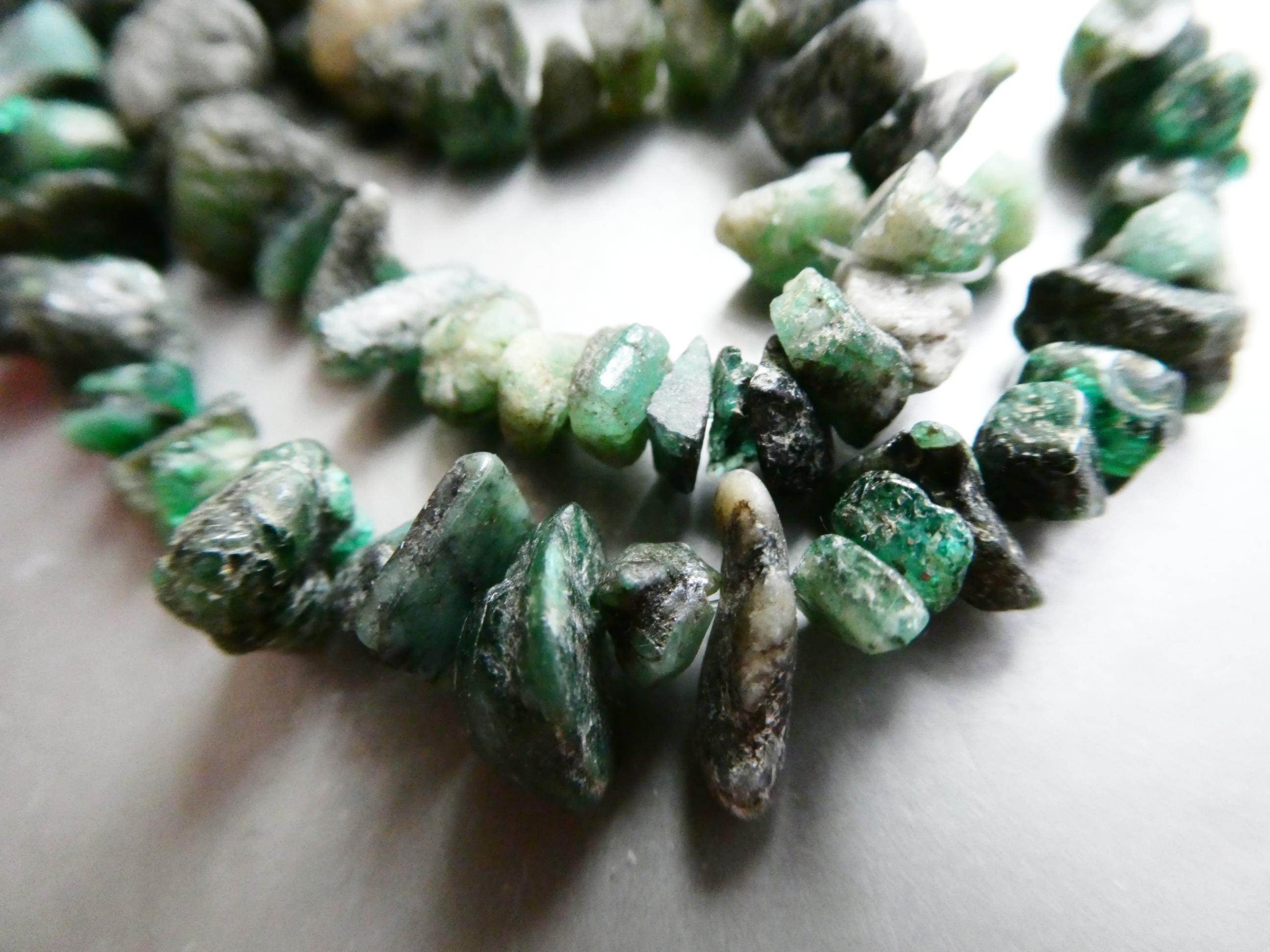 Raw Emeralds 6-9mm Matte Beads-4in Strand Gemstone -craft Natural Beads-jewelry Making