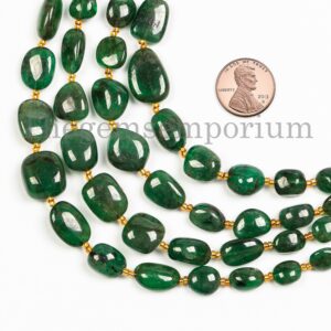 Emerald Smooth Nugget Strand, Emerald Plain Tumble, Loose Emerald For Jewelry Crafts, Emerald Gemstone, Smooth Nuggets, Gemstone Beads