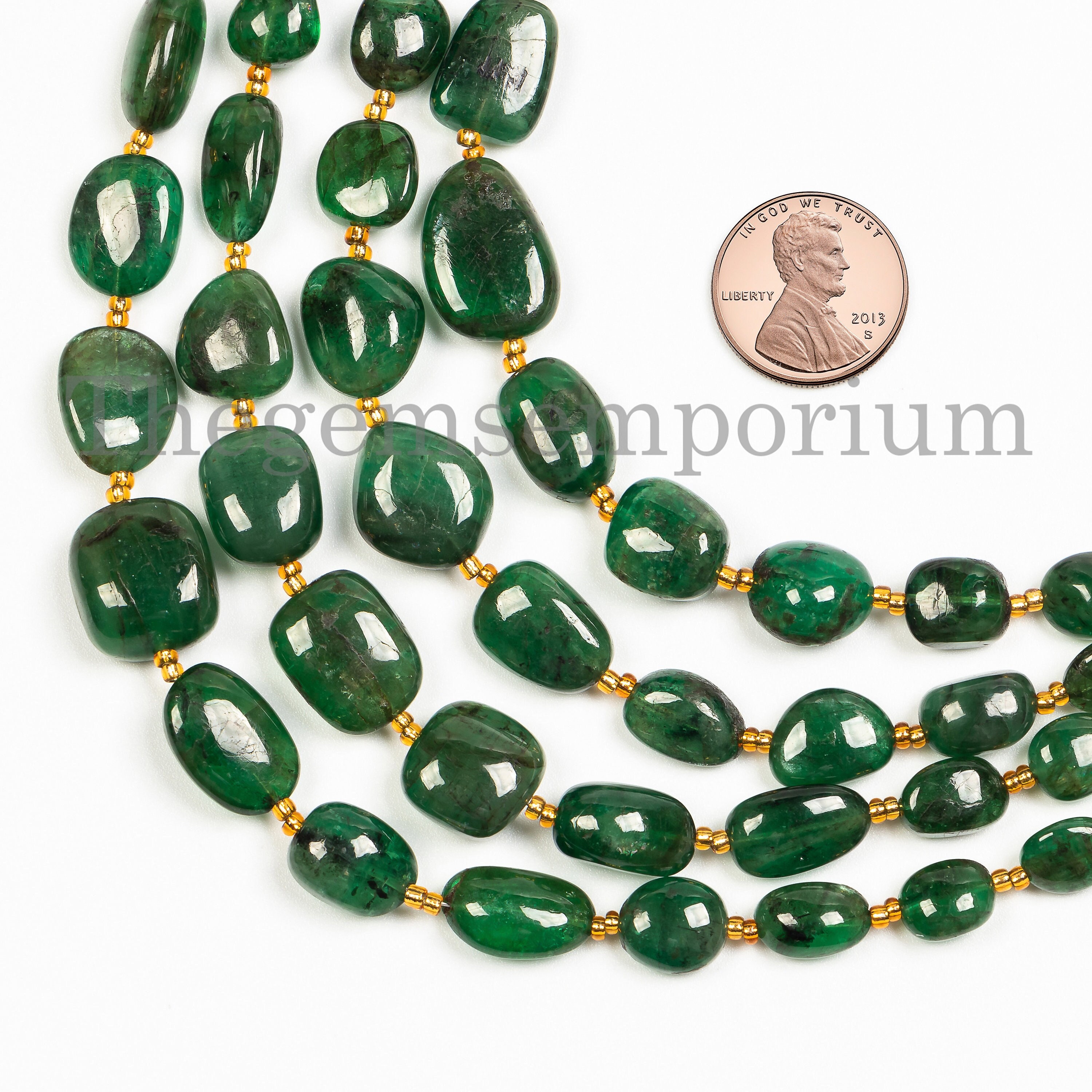 Emerald Smooth Nugget Strand, Emerald Plain Tumble, Loose Emerald For Jewelry Crafts, Emerald Gemstone, Smooth Nuggets, Gemstone Beads