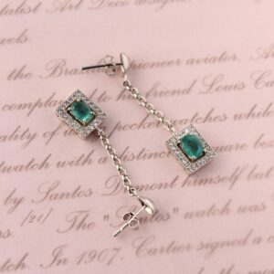 Dainty Emerald Stud -925 Silver Emerald Threader Earrings-vintage Earrings- Cluster Stud-emerald Birthstone Gift-threader Earrings-gift Her