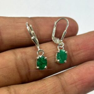 Emerald Dangle Earrings: Natural Green Gemstone, 925 Sterling Silver