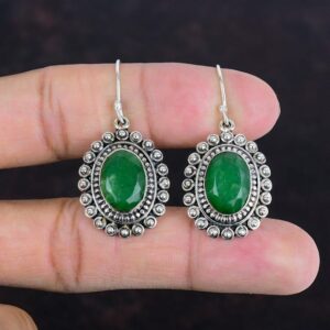 Faceted Zambian Emerald Earrings: Vintage Sterling Silver Jewelry