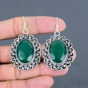 Handmade Zambian Emerald Earrings: 925 Sterling Silver, Unique Gemstone Jewelry